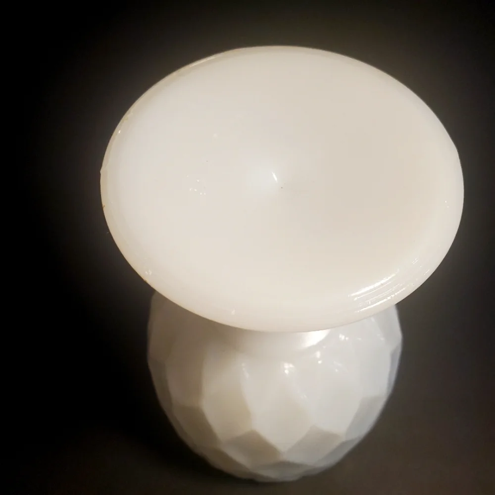 VINTAGE Textured Diamond White Milk Glass Pedestal MCM / Goblet / Bowl /Vase EUC